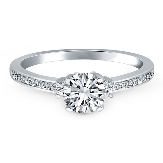 Size: 5.5 - 14k White Gold Diamond Accent Engagement Ring Mounting