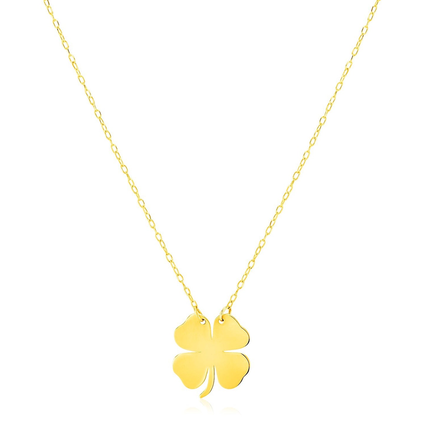 Size: 18'' - 14K Yellow Gold Four Leaf Clover Necklace