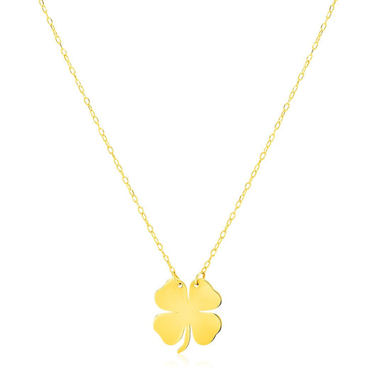 Size: 18'' - 14K Yellow Gold Four Leaf Clover Necklace