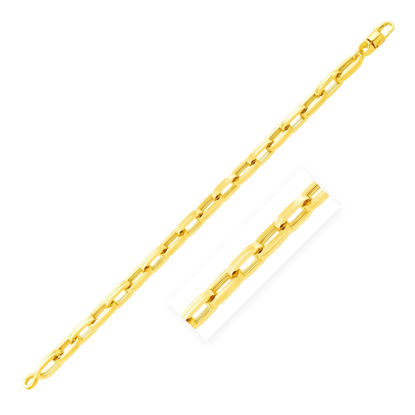 Size: 8.5'' - 14k Yellow Gold 8 1/2 inch Mens Wide Paperclip Chain Bracelet