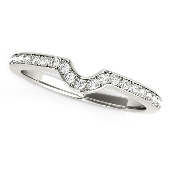 Size: 3.5 - 14k White Gold Modern Curved Prong Set Diamond Wedding Band (1/8 cttw)