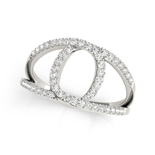 Size: 3 - 14k White Gold Diamond Loop Style Dual Band Ring (1/2 cttw)