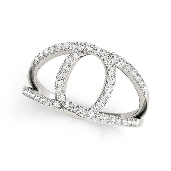 Size: 4 - 14k White Gold Diamond Loop Style Dual Band Ring (1/2 cttw)