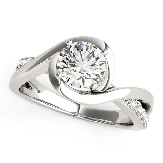 Size: 3.5 - 14k White Gold Split Band Round Bypass Diamond Engagement Ring (1 1/8 cttw)