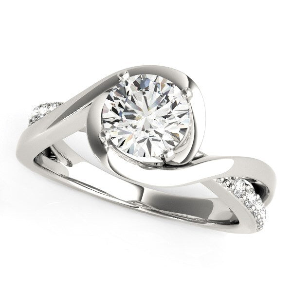 Size: 3 - 14k White Gold Split Band Round Bypass Diamond Engagement Ring (1 1/8 cttw)