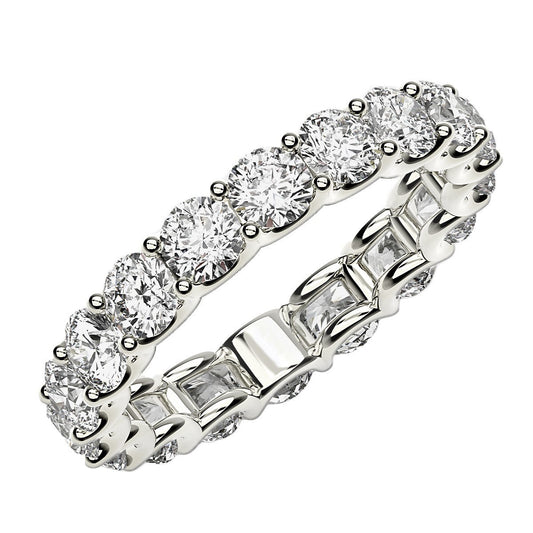 Size: 8 - Round Cut Lab Grown Diamond Eternity Ring in 14k White Gold (2 cttw FG/VS2)