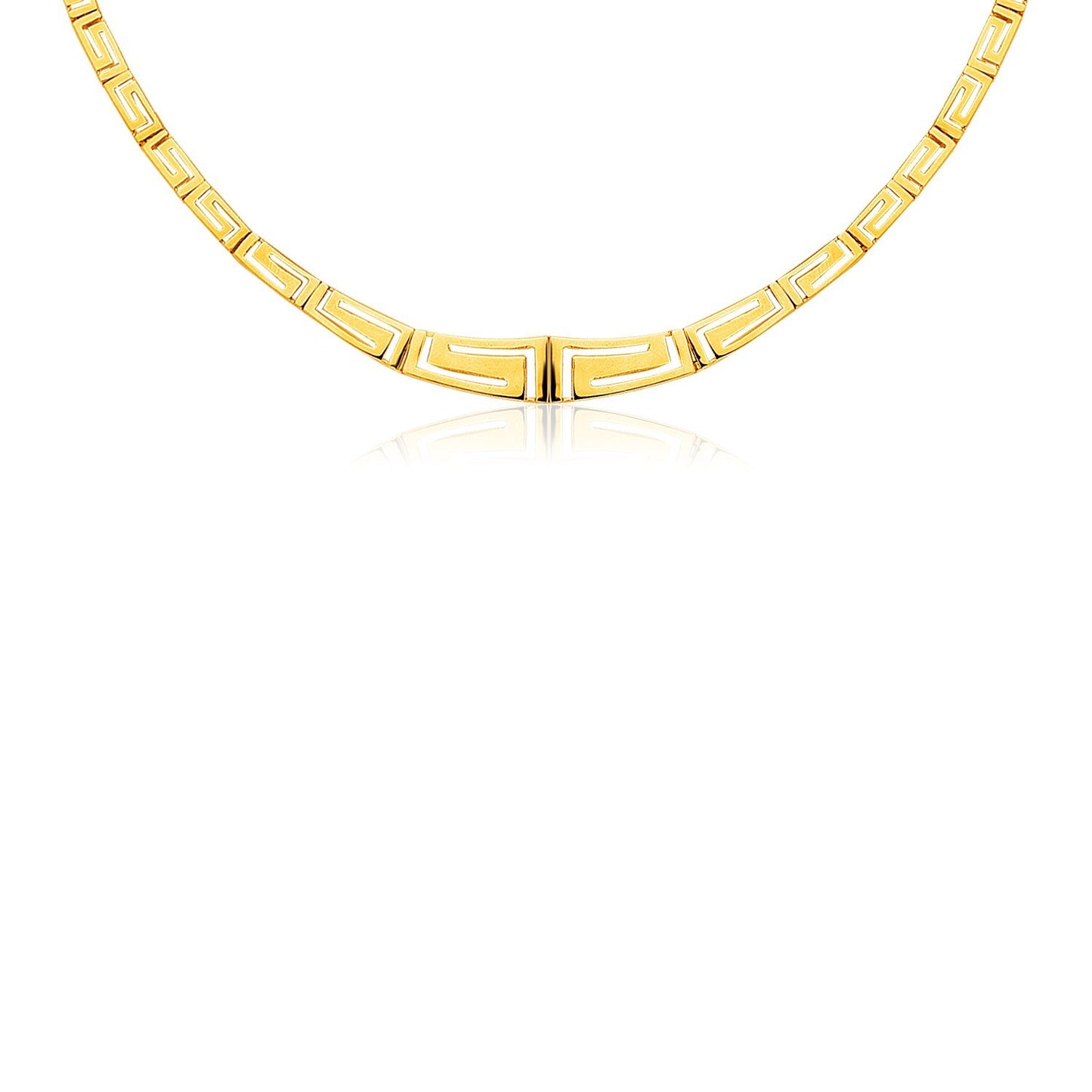 Size: 17'' - 14K Yellow Gold Necklace with Graduated Greek Meander Motif Links