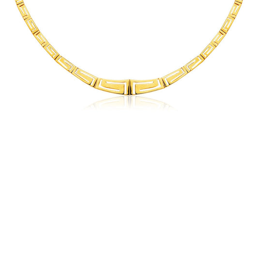 Size: 17'' - 14K Yellow Gold Necklace with Graduated Greek Meander Motif Links