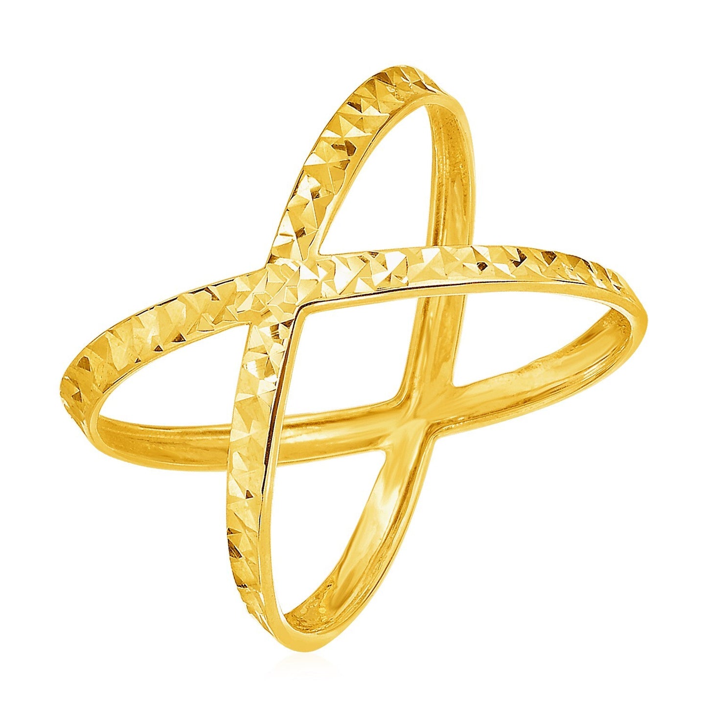 Size: 7 - 14k Yellow Gold Textured X Profile Ring