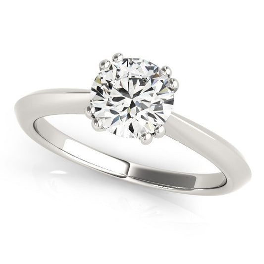 Size: 3.5 - 14k White Gold Double Prong Set Solitaire Diamond Engagement Ring (1 cttw)