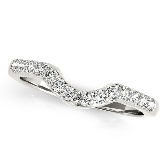 Size: 3 - 14k White Gold Pave Set Diamond Curved Wedding Band (1/4 cttw)