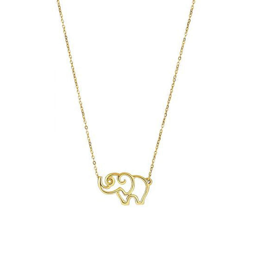 Size: 17 - 14k Yellow Gold Elephant Necklace