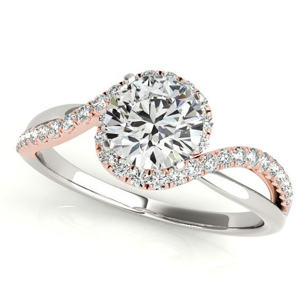 Size: 3 - 14k White And Rose Gold Bypass Band Diamond Engagement Ring (1 1/8 cttw)