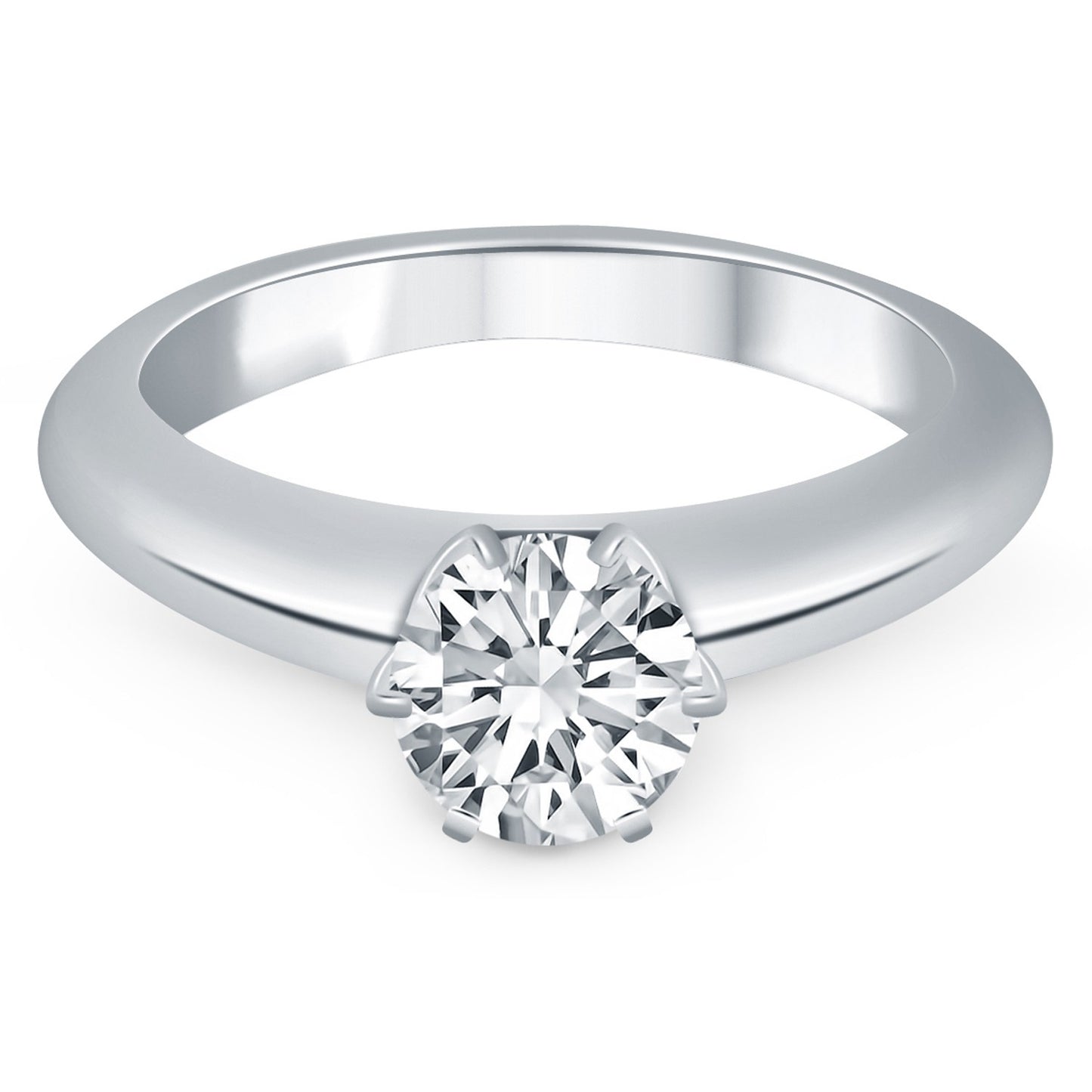 Size: 4.5 - 14k White Gold Solitaire Cathedral Engagement Ring