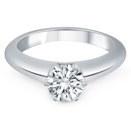 Size: 4.5 - 14k White Gold Solitaire Cathedral Engagement Ring