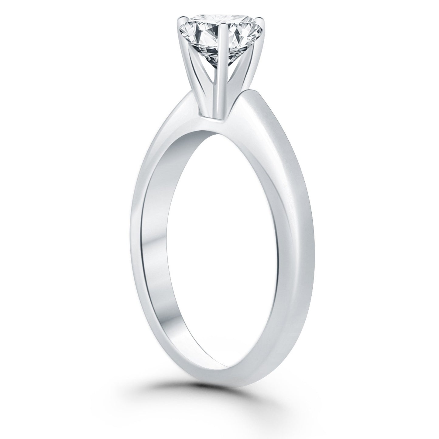 Size: 4.5 - 14k White Gold Solitaire Cathedral Engagement Ring