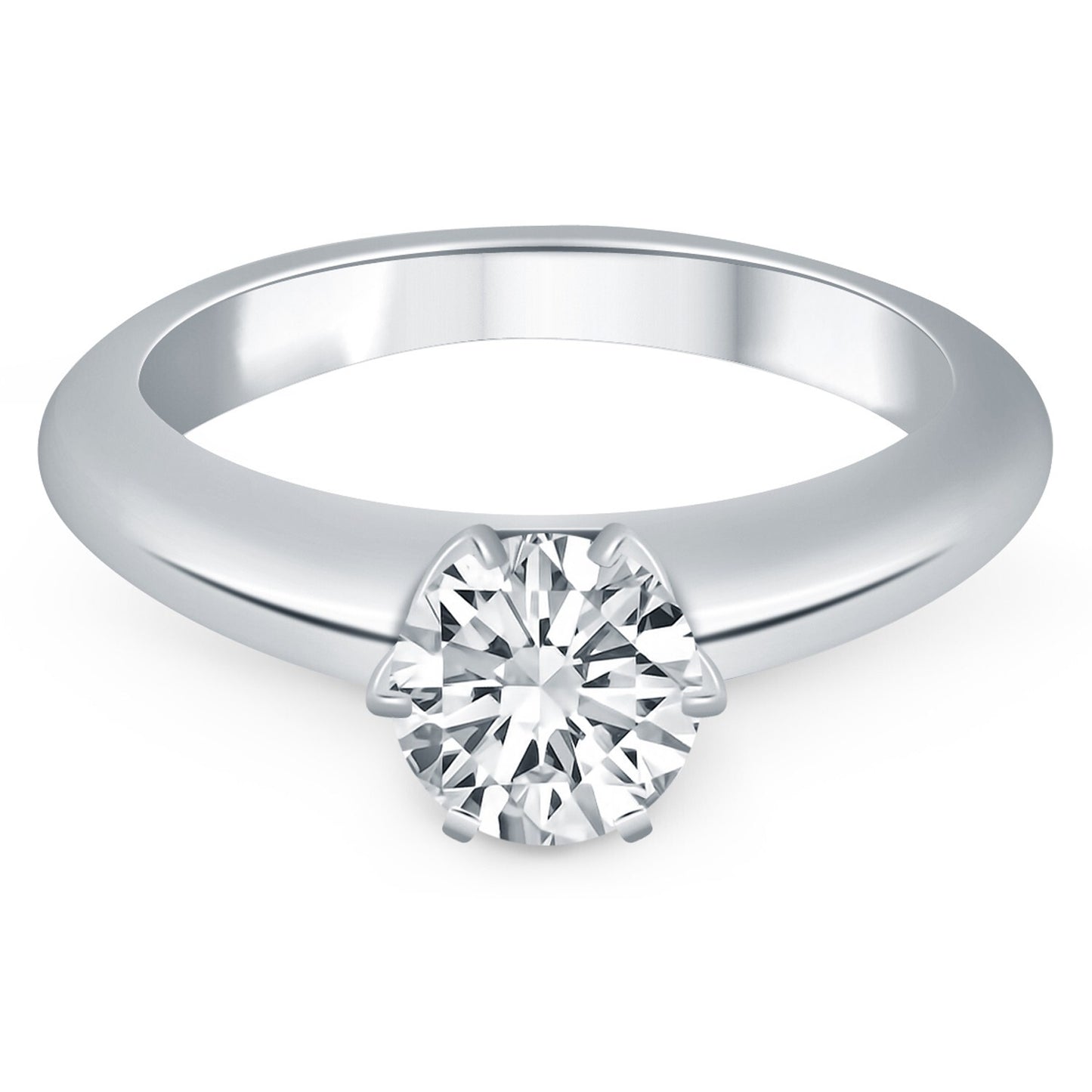 Size: 5 - 14k White Gold Solitaire Cathedral Engagement Ring