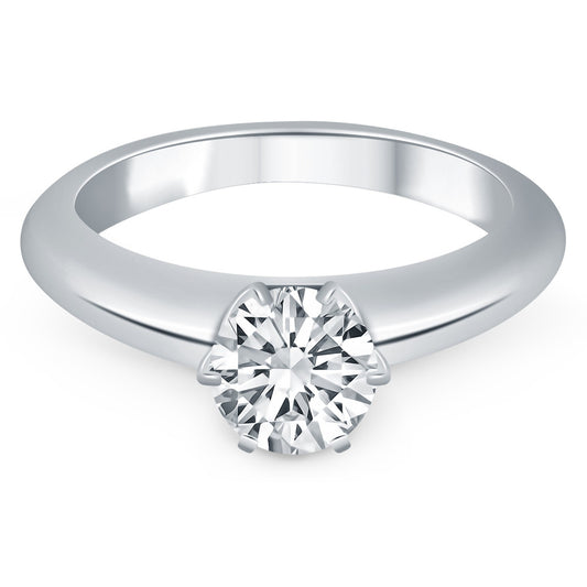 Size: 5 - 14k White Gold Solitaire Cathedral Engagement Ring