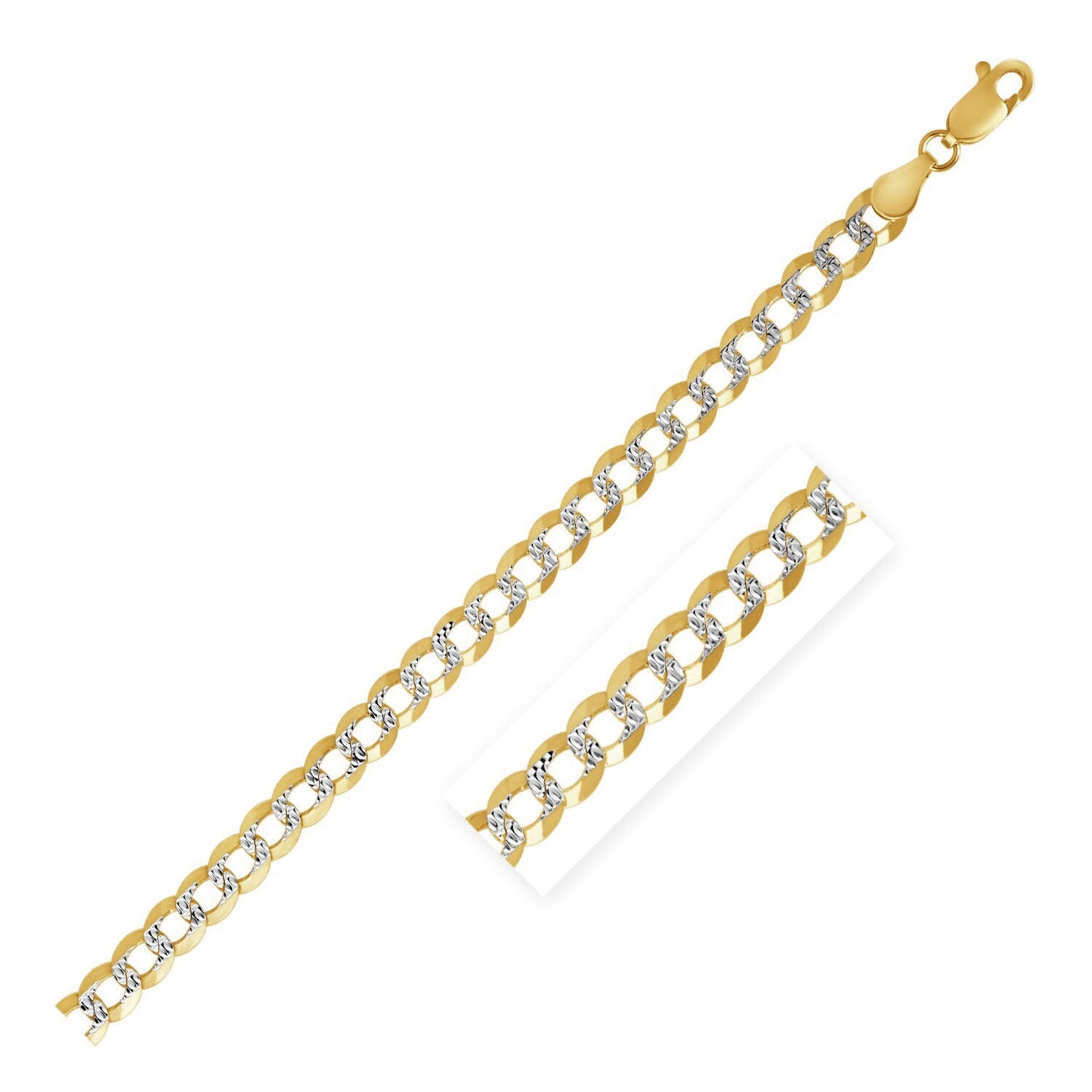 Size: 16'' - 14k Two Tone Gold Pave Curb Chain (3.20 mm)