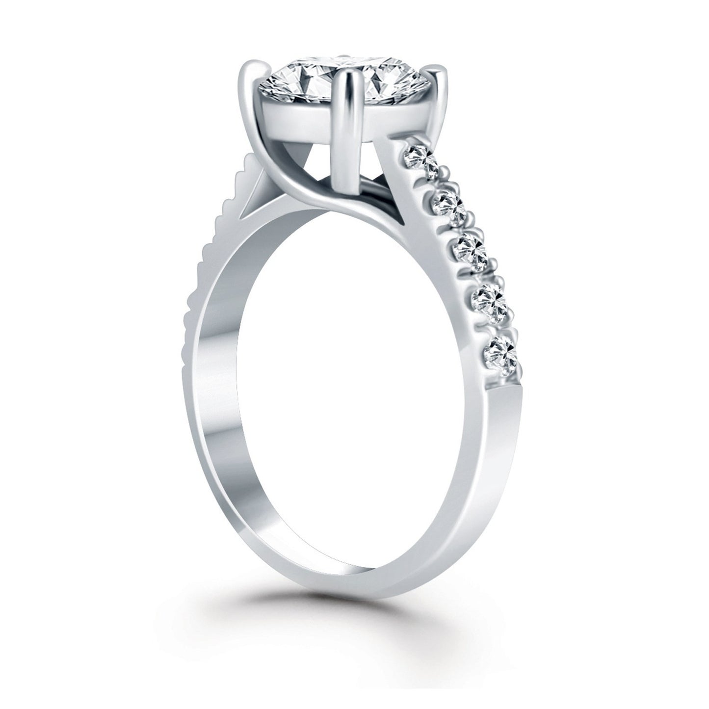 Size: 4.5 - 14k White Gold Trellis Diamond Engagement Ring