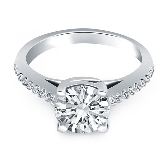 Size: 4 - 14k White Gold Trellis Diamond Engagement Ring