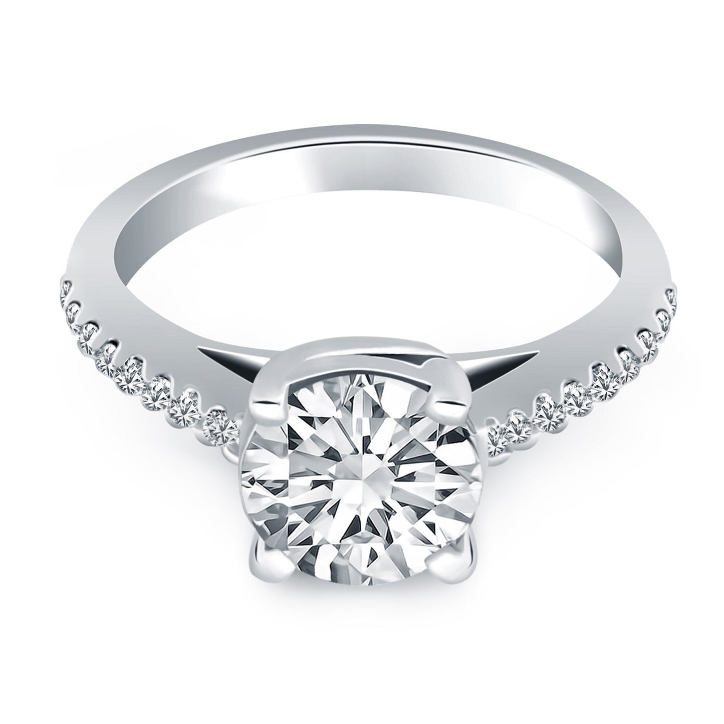 Size: 9 - 14k White Gold Trellis Diamond Engagement Ring