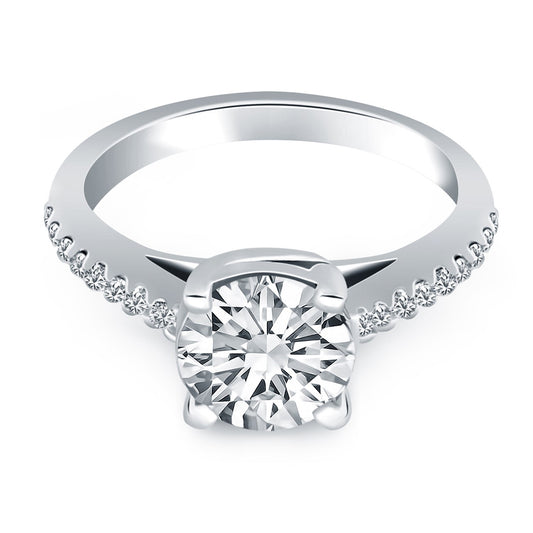 Size: 9 - 14k White Gold Trellis Diamond Engagement Ring