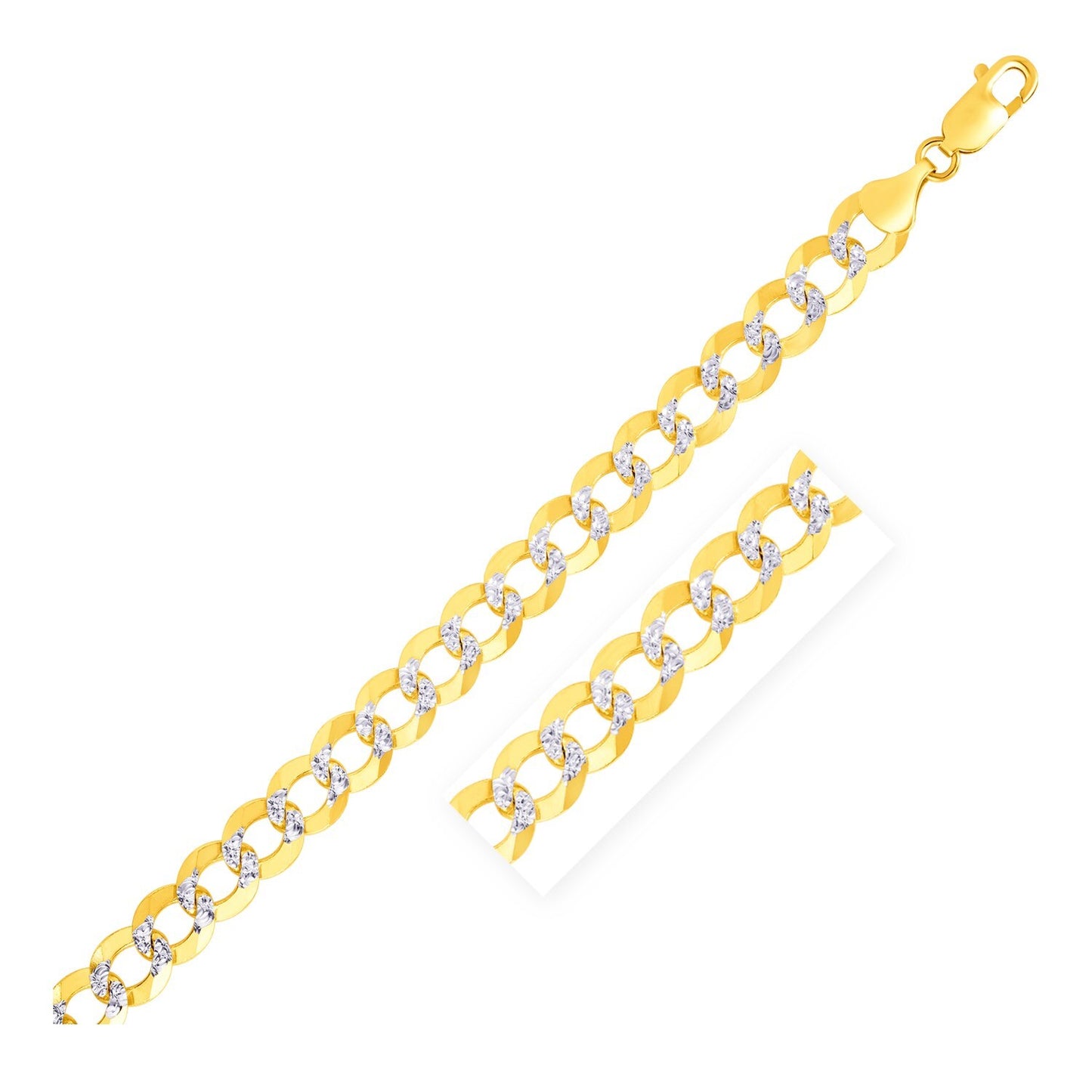 Size: 8.5'' - 8.2mm 14k Two Tone Gold Pave Curb Bracelet