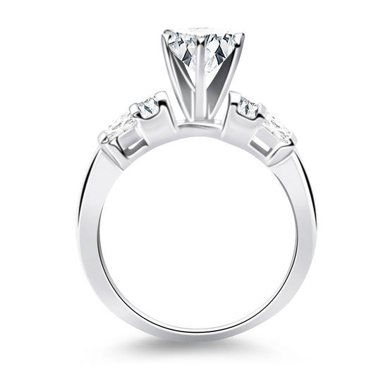 Size: 4.5 - 14k White Gold Multi Diamond Engagement Ring Mounting