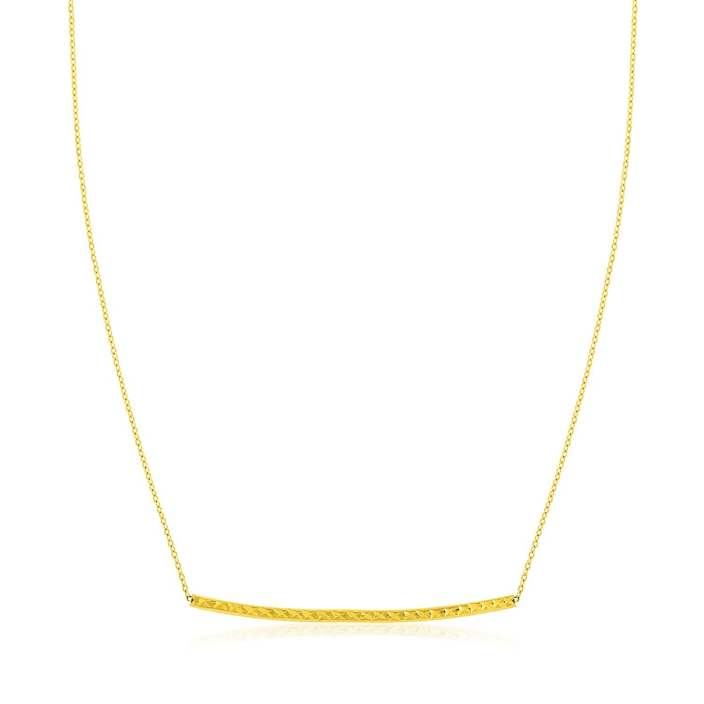 Size: 17'' - 14k Yellow Gold Thin Textured Bar Necklace