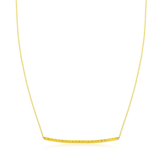 Size: 17'' - 14k Yellow Gold Thin Textured Bar Necklace