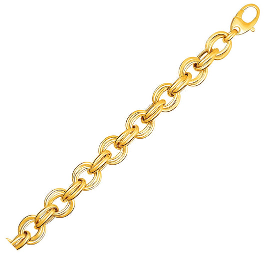 Size: 8'' - Twisted Double Link Bracelet in 14k Yellow Gold