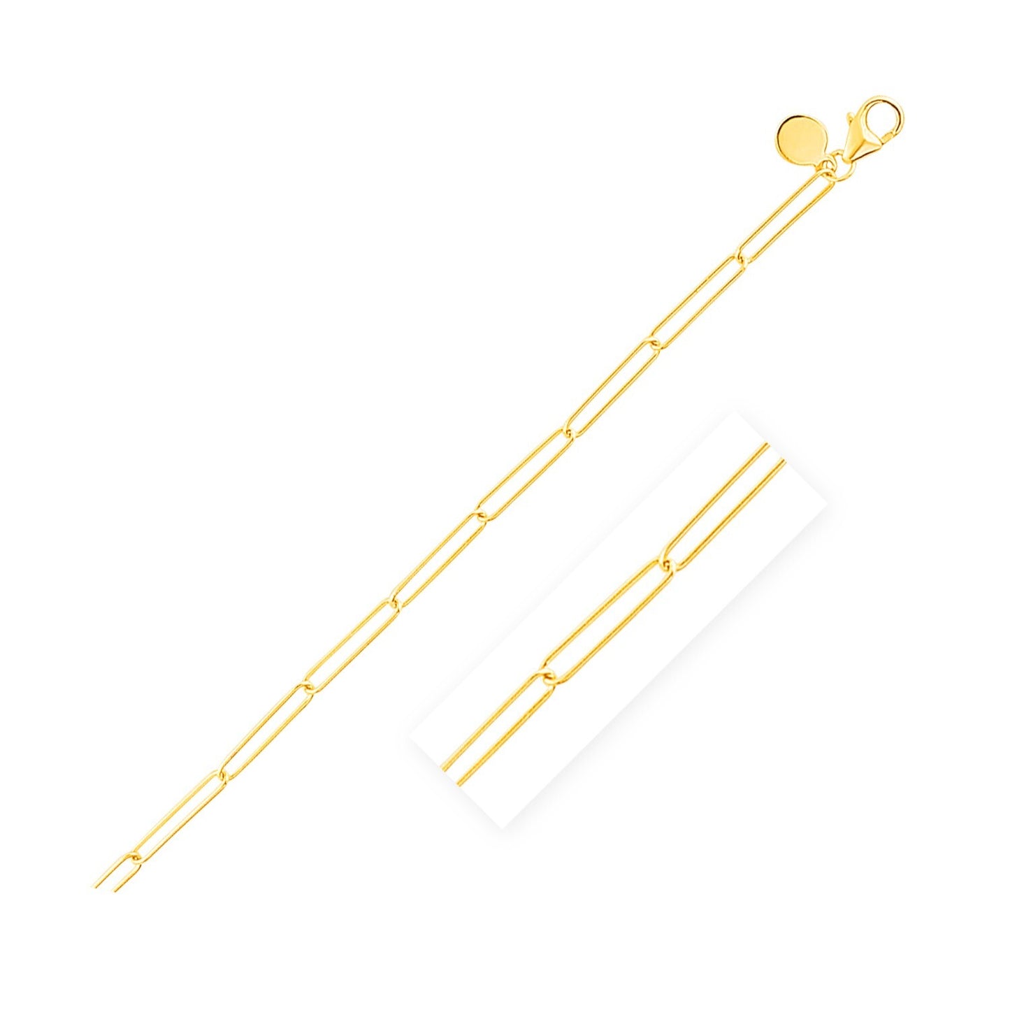 Size: 18'' - 14k Yellow Gold Wire Paperclip Chain (2.7 mm)