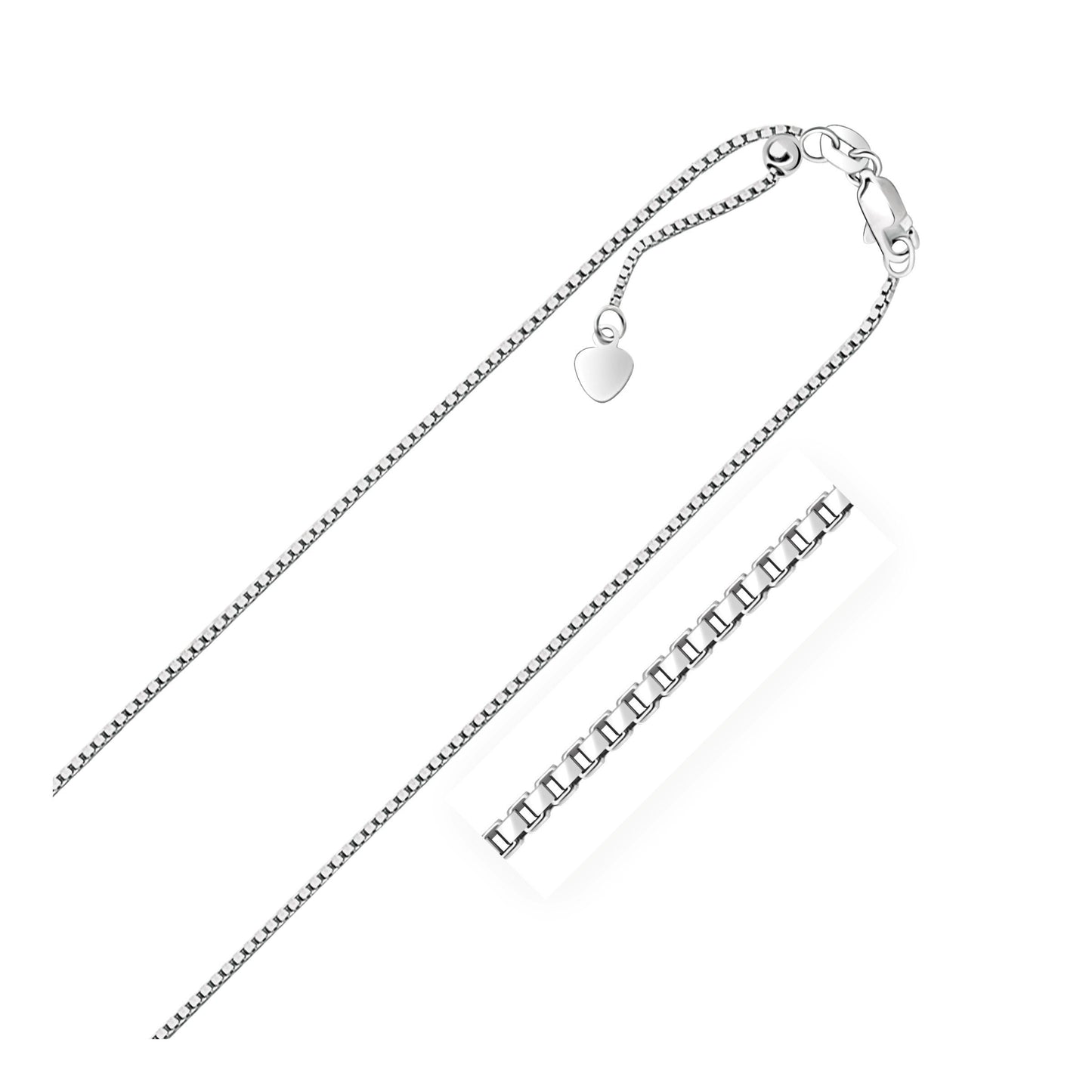 Size: 22'' - Sterling Silver 1.4mm Adjustable Box Chain (1.40 mm)