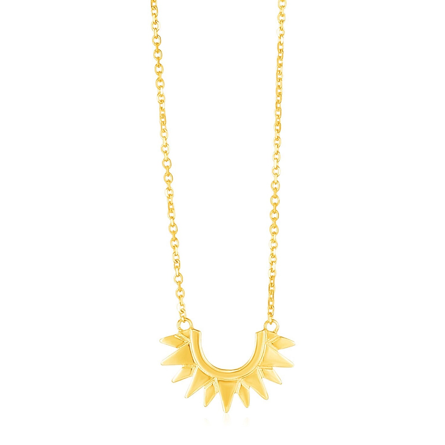 Size: 18'' - 14k Yellow Gold Polished Sunburst Necklace