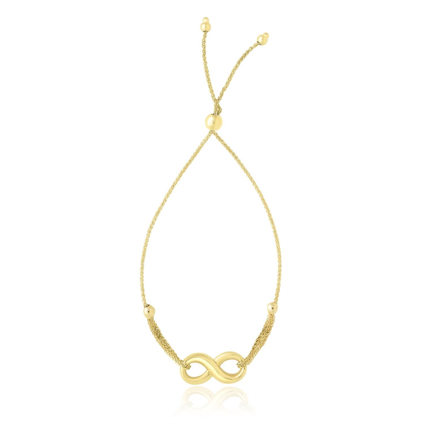 Size: 9.25'' - 14k Yellow Gold Infinity Motif Adjustable Lariat Bracelet