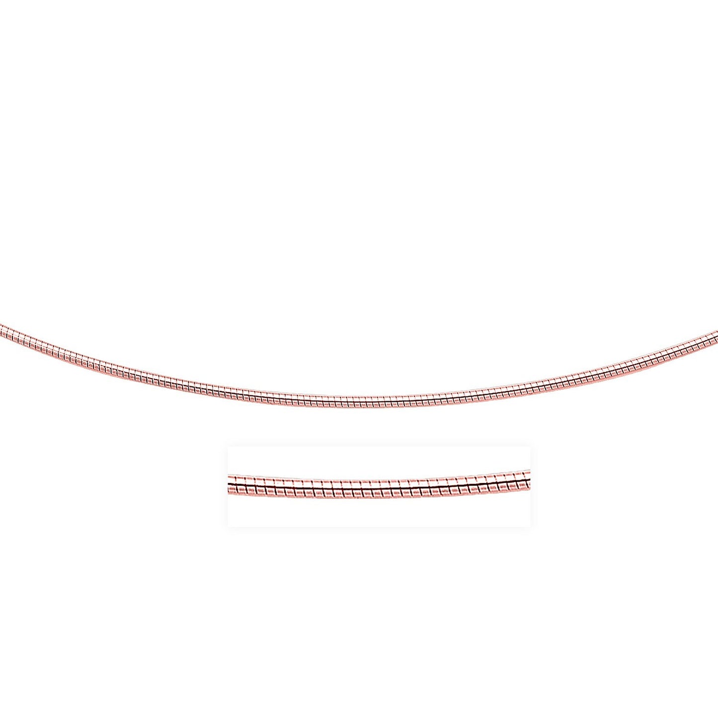 Size: 17'' - 14k Rose Gold Necklace in a Round Omega Chain Style