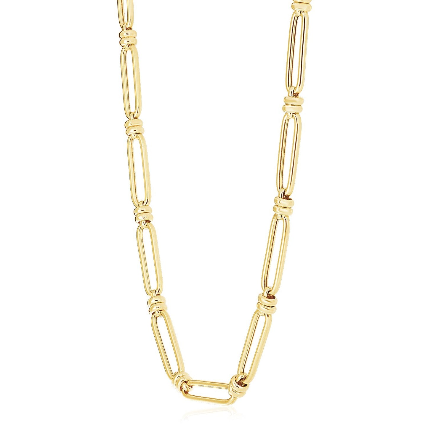 Size: 18'' - 14k Yellow Gold High Polish Elongated Paperclip Jax Link Necklace