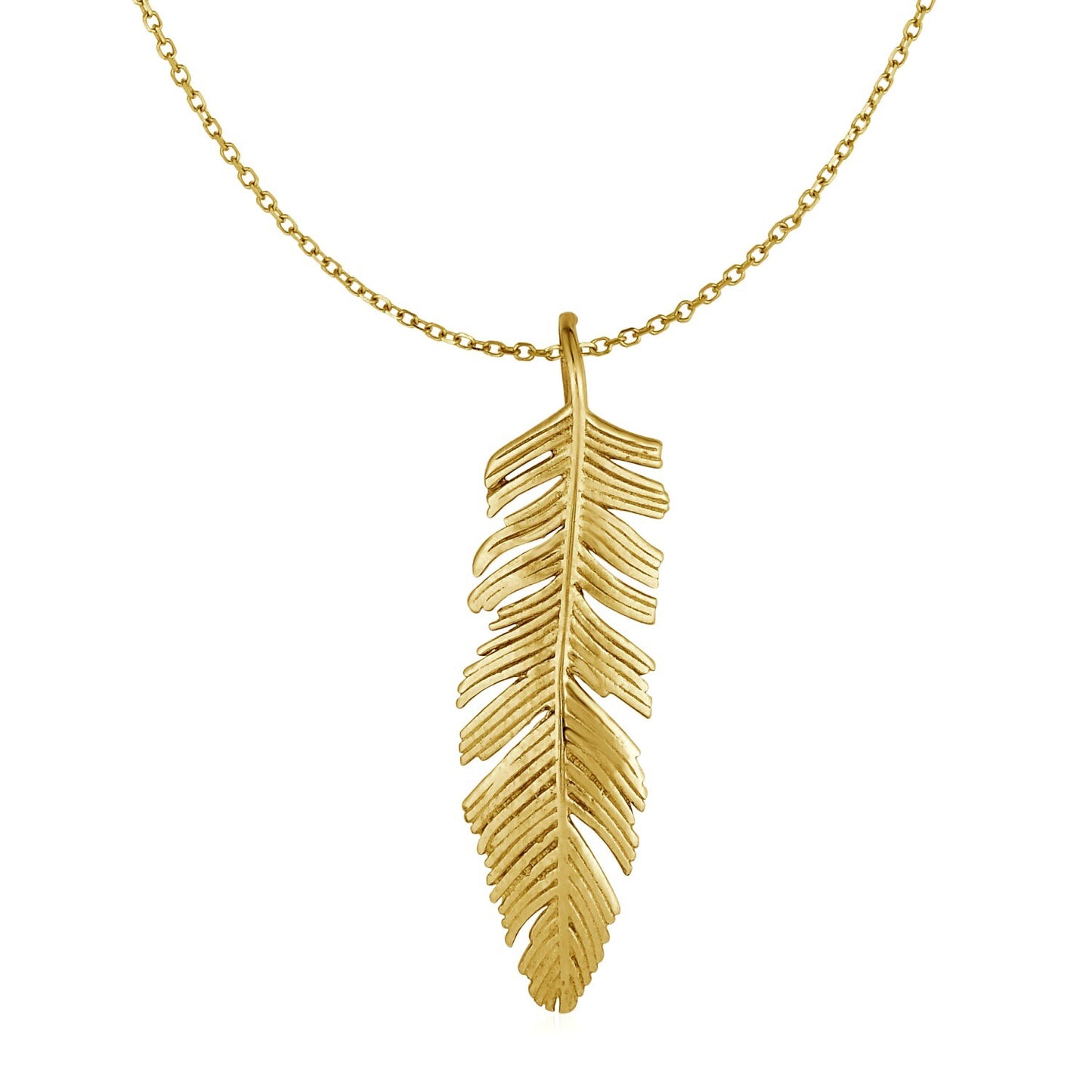 Size: 18 - Feather Pendant in 10k Yellow Gold