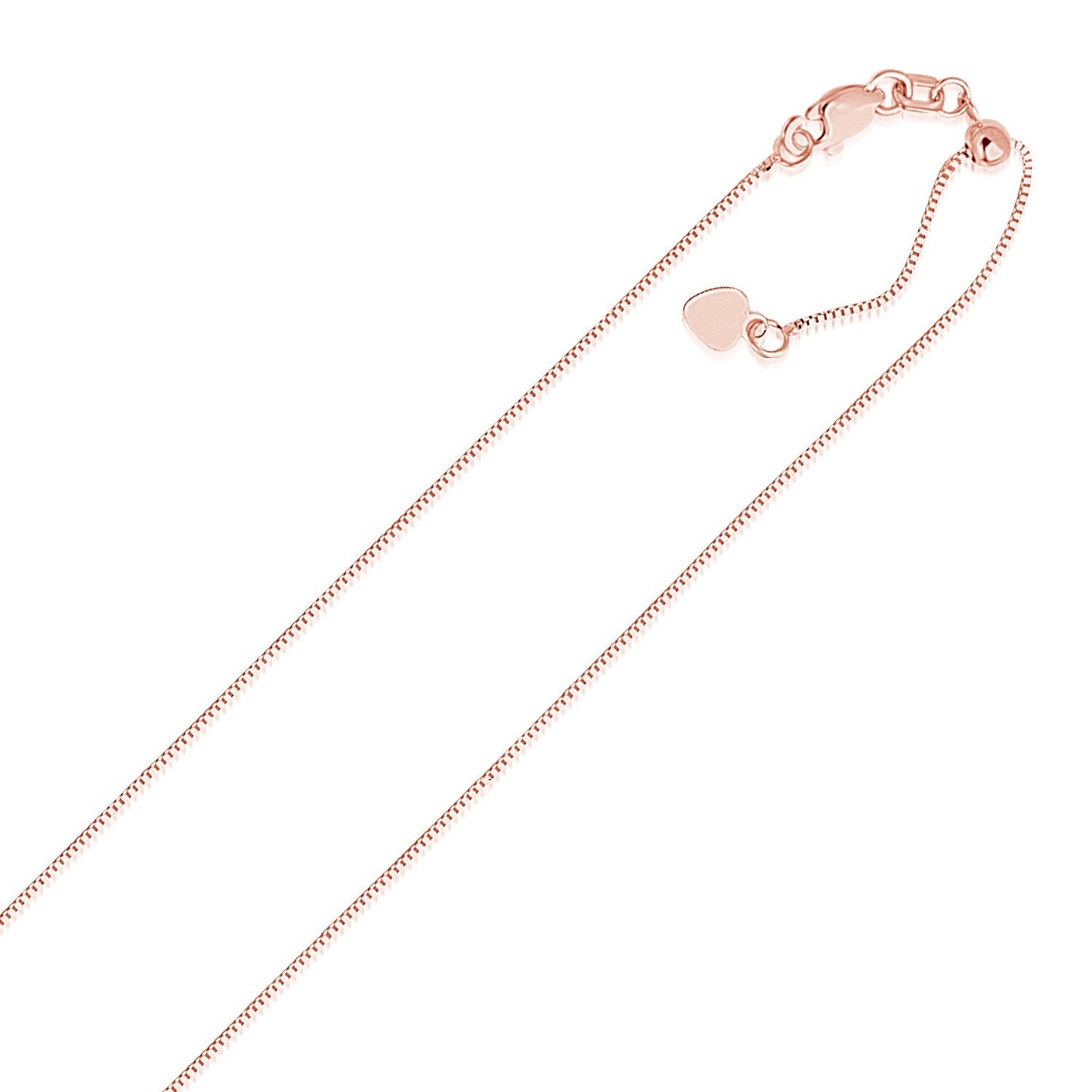 Size: 22'' - 14k Rose Gold Adjustable Box Chain (0.70 mm)