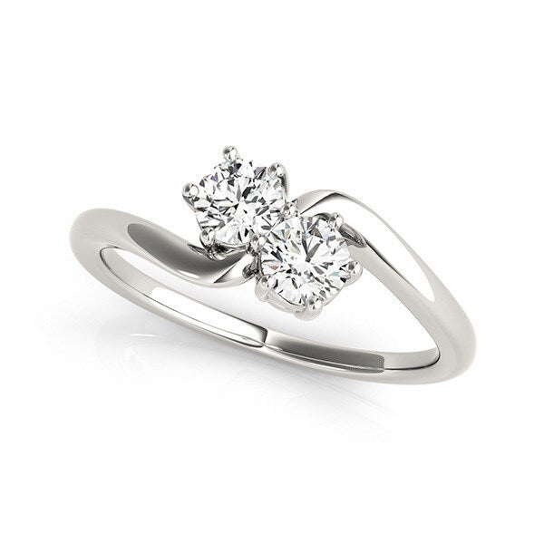 Size: 4 - Solitaire Two Stone Diamond Ring in 14k White Gold (1/2 cttw)