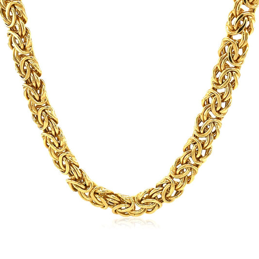 Size: 18'' - 14k Yellow Gold Byzantine Motif Chain Necklace