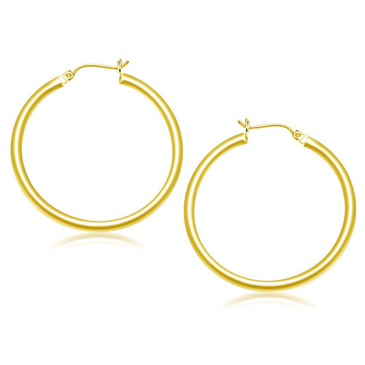 14k Yellow Gold Polished Hoop Earrings (3x40mm)