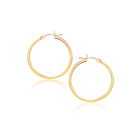 14k Yellow Gold Polished Hoop Earrings (2x40mm)