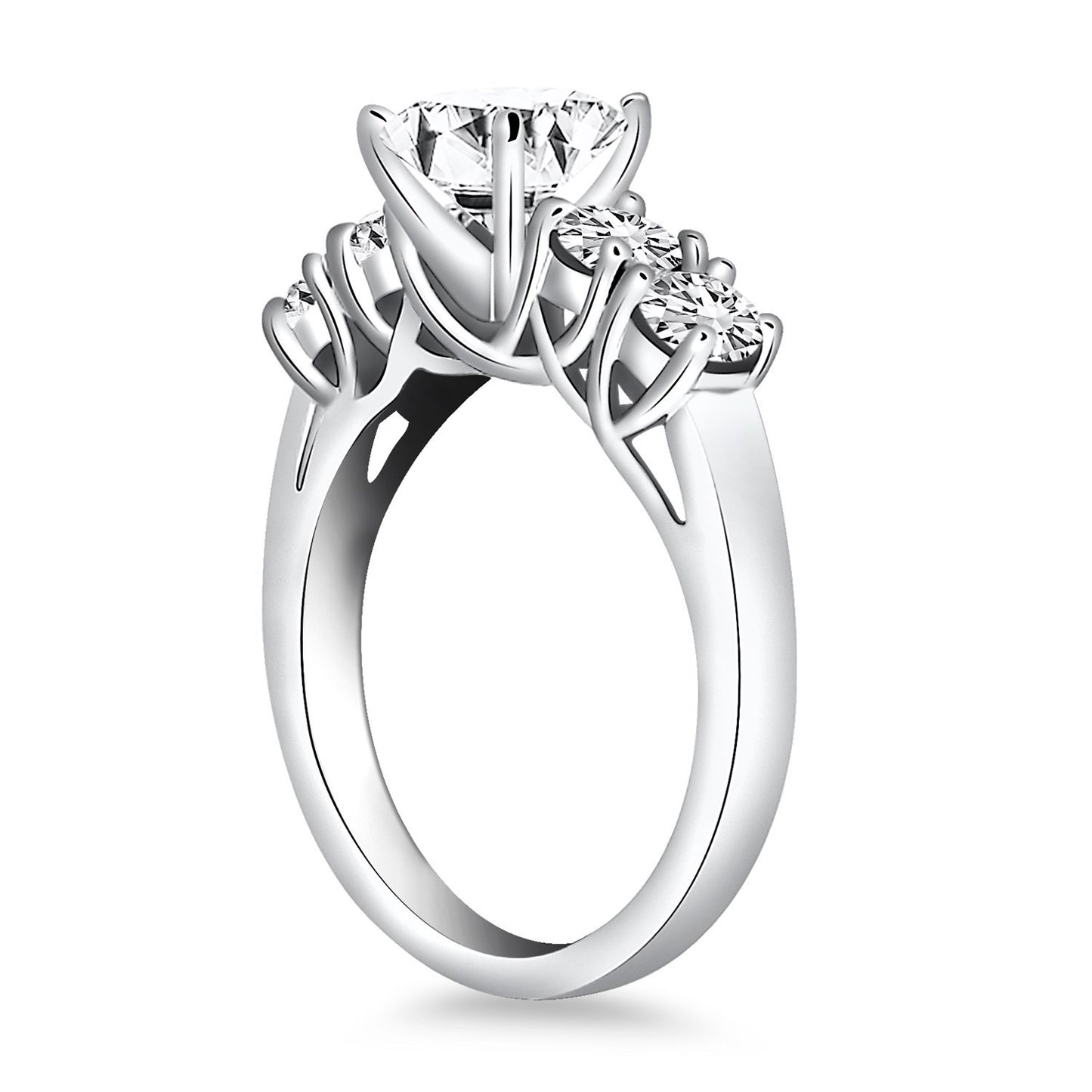 Size: 4.5 - 14k White Gold Five Stone Diamond Trellis Engagement Ring