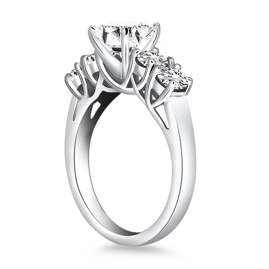 Size: 4.5 - 14k White Gold Five Stone Diamond Trellis Engagement Ring