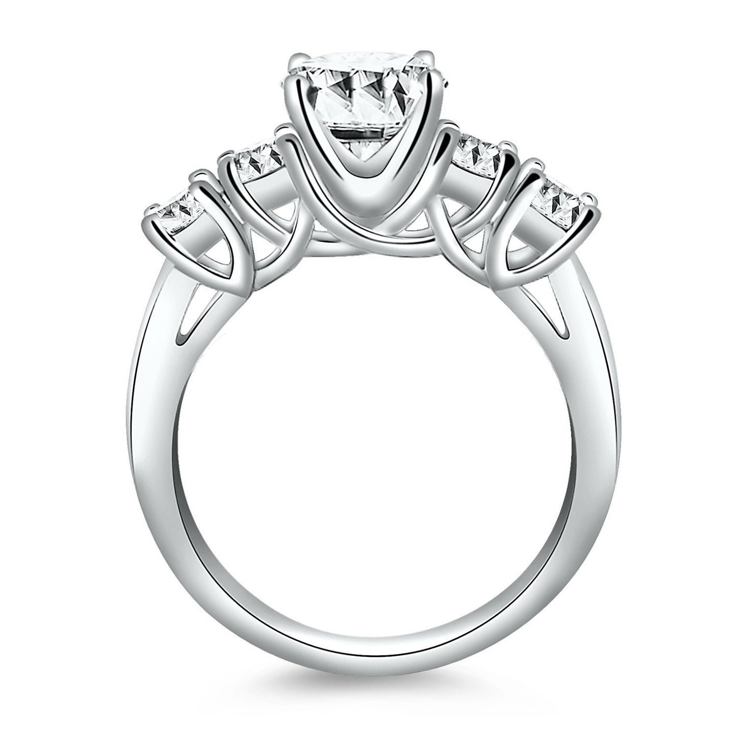 Size: 4.5 - 14k White Gold Five Stone Diamond Trellis Engagement Ring