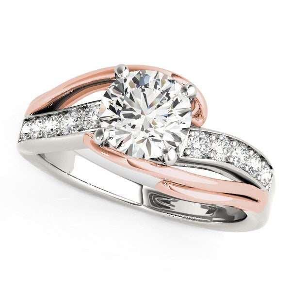 Size: 3 - 14k White And Rose Gold Bypass Shank Diamond Engagement Ring (1 1/8 cttw)