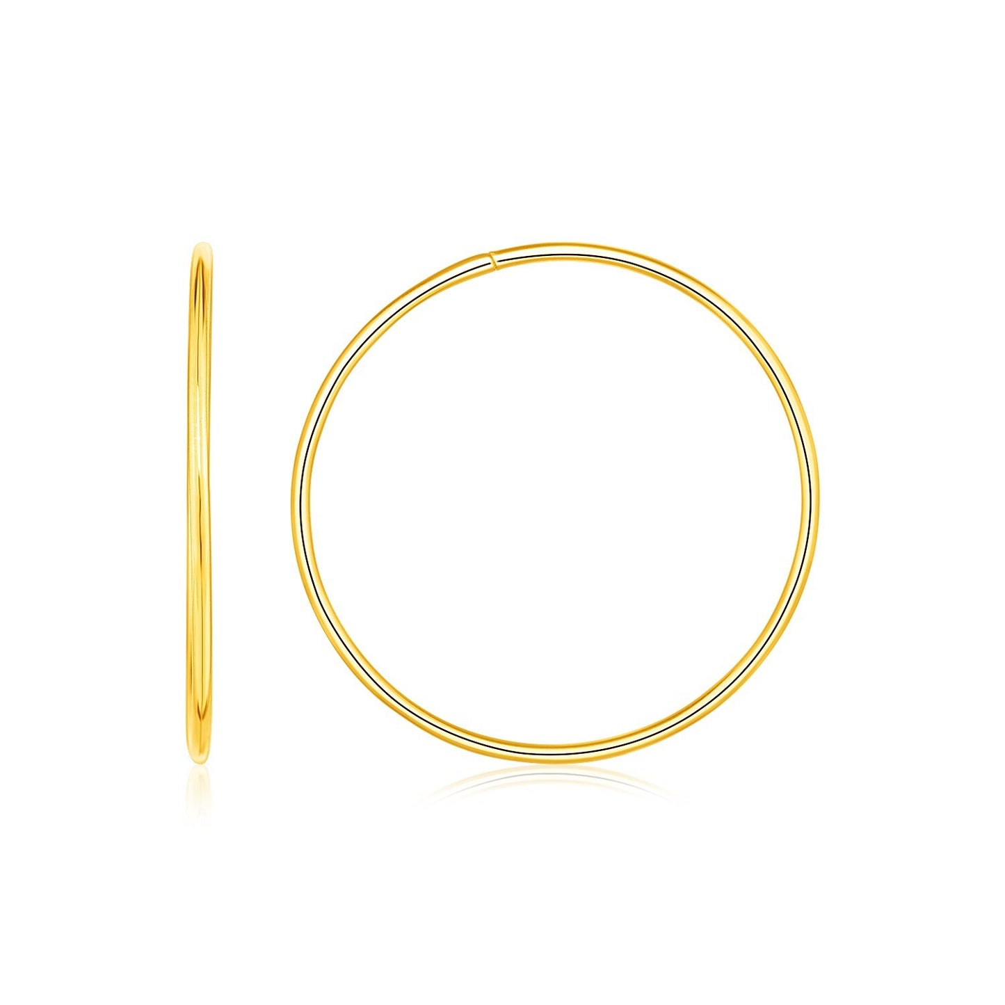 Endless Hoop Style Earrings in 14K Yellow Gold(1.2x30mm)