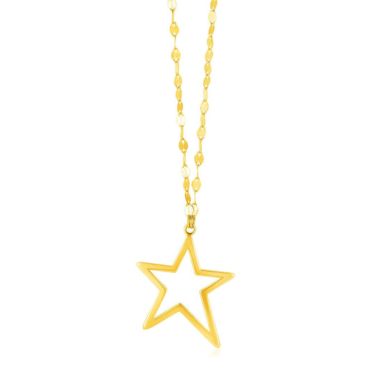 Size: 18'' - 14k Yellow Gold Necklace with Star Pendant